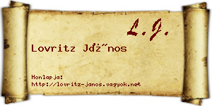 Lovritz János névjegykártya
